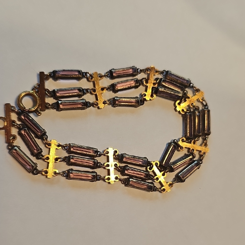 Vintage Czech Art Glass Baguette Bracelet